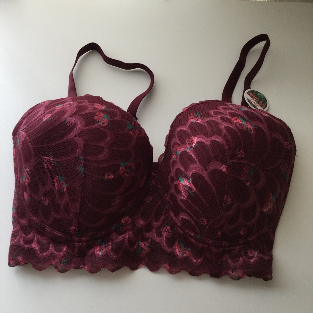 Elegant Lace Burgundy Bra